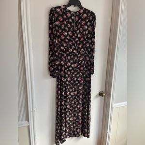 Long black flowered dress by Zara. Size XL